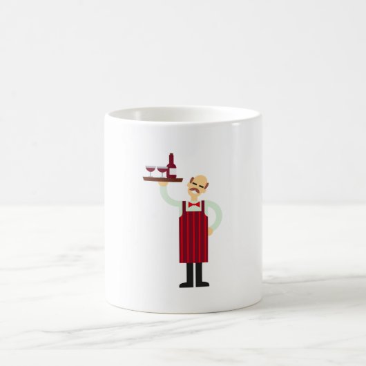 ウェイターとワイン コーヒーマグカップ (中央)