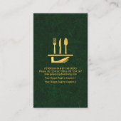 ウェイターグリーンタキシード金ゴールド提供プレート 名刺 (裏面)