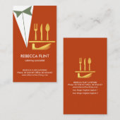 ウェイタースタイリッシュバトラータキシードスーツ、金ゴールドカトラリー 名刺 (正面/裏面)