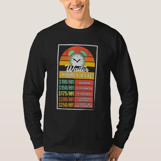 ウェイター時給ギャグ Tシャツ (正面)