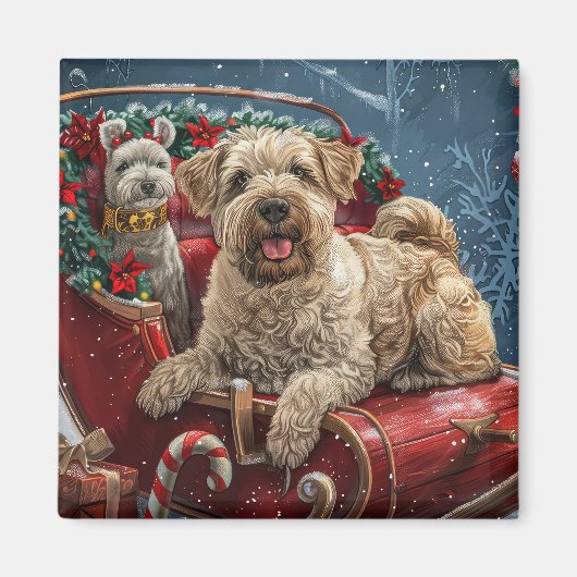 ウェイティテリアの犬のクリスマスのお祝い マグネット (正面)