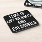ウェイトとCookie食べを持ち上げる – おもしろいトレーニング コースター (左側)