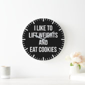ウェイトとCookie食べを持ち上げる – おもしろいトレーニング ラージ壁時計 (ホーム)