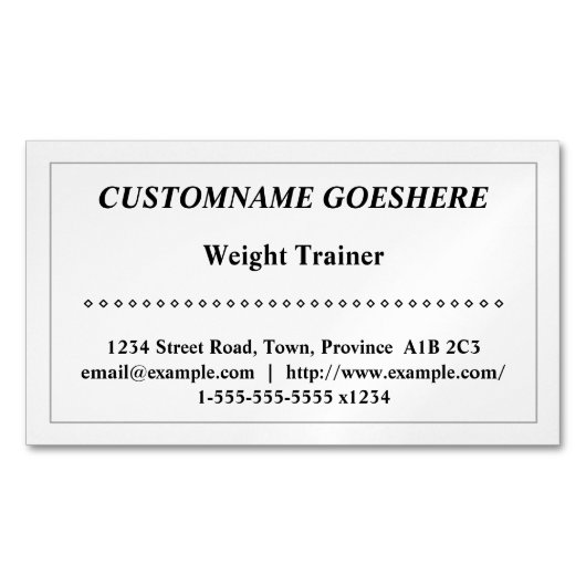 ウェイトトレーナ伝統的ー磁気ビジネスカード マグネット名刺 (正面)