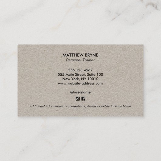 ウェイトトレーニングパーソナルトレーナークラフト 名刺 (裏面)