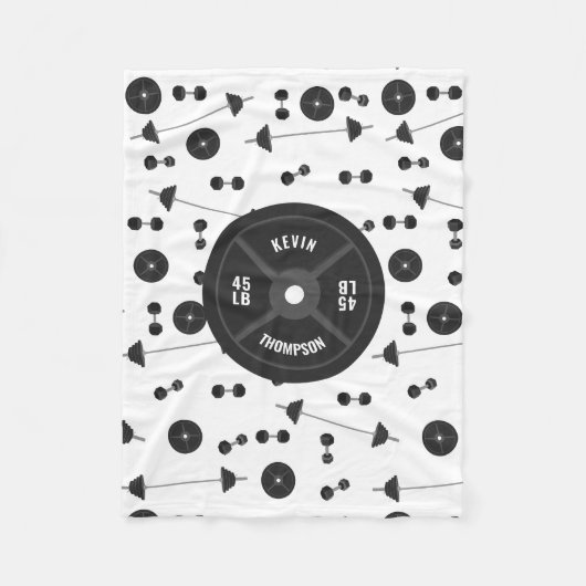 ウェイトトレーニングフィットネスダンベルボディビル名 フリースブランケット (正面)