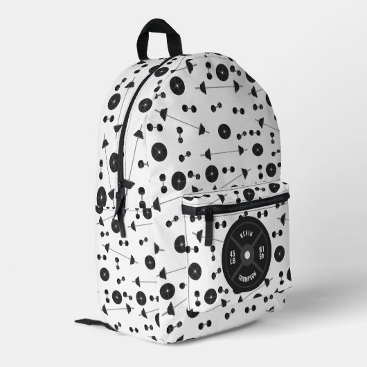 ウェイトトレーニングフィットネスダンベルボディビル プリントバックパック (裏面左端)