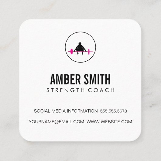 ウェイトリフターパーソナルトレーナーケトルベル スクエア名刺 (裏面)