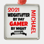 ウェイトリフター遊が好きのビデオゲームカスタム メタルオーナメント (正面)