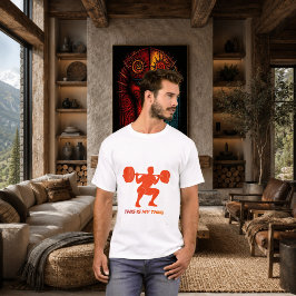 ウェイトリフティングのシルエット アクション ライフスタイル デザイン Tシャツ