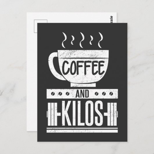 ウェイトリフティングの自己ベストを更新するコーヒー好きな人へのプレゼント ポストカード (正面/裏面)