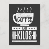ウェイトリフティングの自己ベストを更新するコーヒー好きな人へのプレゼント ポストカード (正面)