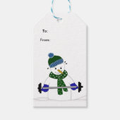 ウェイトリフティングの雪だるま ギフトタグ (正面)