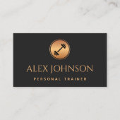 ウェイトリフティングジムパーソナルトレーナー金ゴールドダンベル 名刺 (正面)