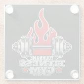 ウェイトリフティングダンベルフィットネスパーソナライズされたジム ガラスコースター (裏面)