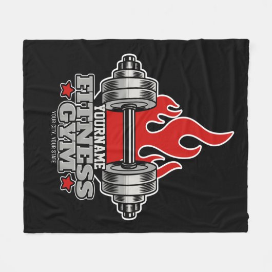 ウェイトリフティングダンベルフィットネスパーソナライズされたジム フリースブランケット (正面(横))