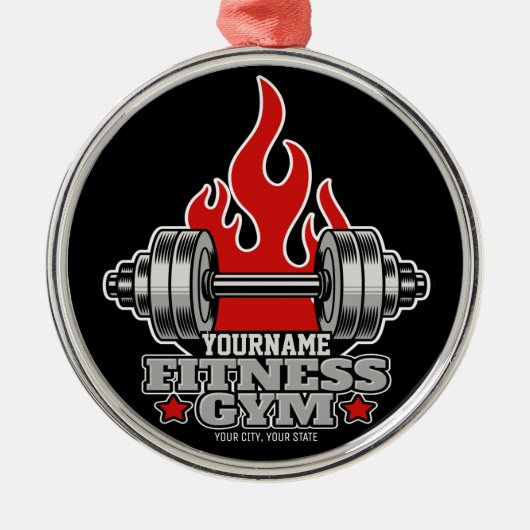 ウェイトリフティングダンベルフィットネスパーソナライズされたジム メタルオーナメント (正面)
