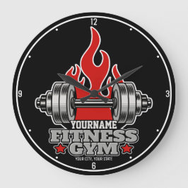 ウェイトリフティングダンベルフィットネスパーソナライズされたジム ラージ壁時計