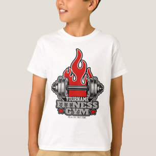ウェイトリフティングダンベルフィットネスパーソナライズされたジム Tシャツ
