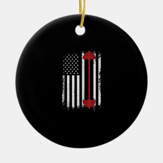 ウェイトリフティングフラットギフトトレーニング、ジム愛好者 セラミックオーナメント (正面)