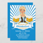 ウェイトレスとビール·スタイン 招待状 (正面/裏面)