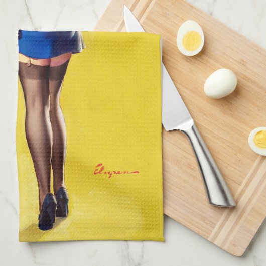 ウェイトレスのピン留め キッチンタオル (四つ折り)