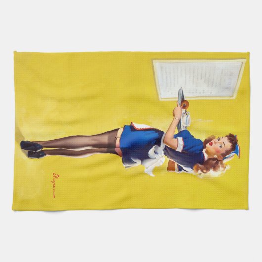 ウェイトレスのピン留め キッチンタオル (横)