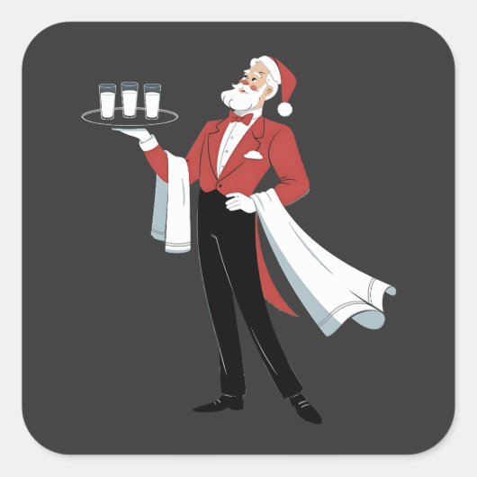 ウェイトレス クリスマス サンタ サーバー クリスマス スクエアシール (正面)