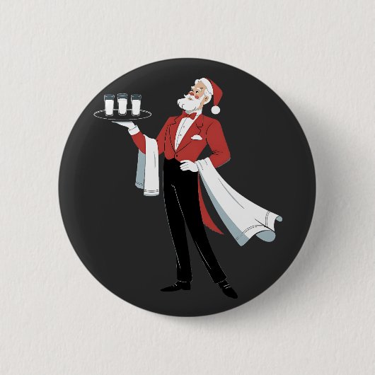 ウェイトレス クリスマス サンタ サーバー クリスマス 缶バッジ (正面)