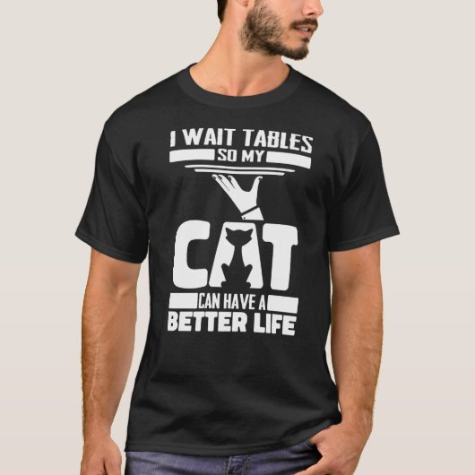 ウェイトレス ネコ サーバー ウェイター Tシャツ (正面)