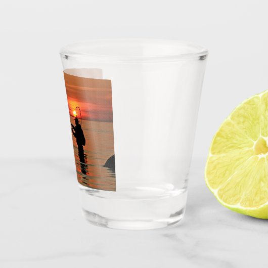 ウェイド魚釣りアットサンセットパーソナライズされた ショットグラス (右)