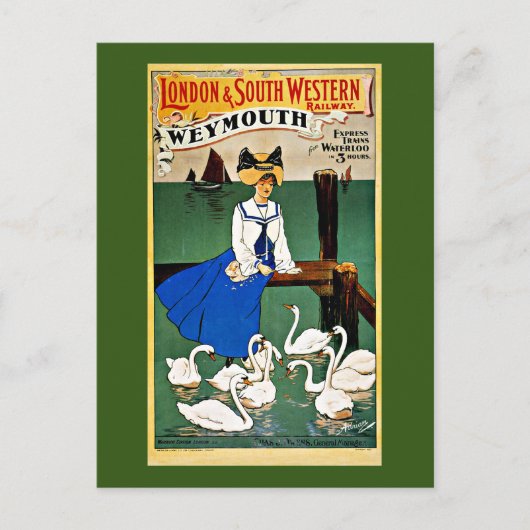 ウェイマス列車の旅，ヴィンテージ, ポストカード (正面)