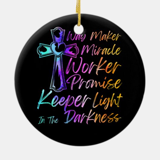 ウェイメーカー奇跡の労働者レインボークリスチャン・イエス行く セラミックオーナメント (裏面)