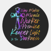 ウェイメーカー奇跡の労働者レインボークリスチャン・イエス行く ラウンドシール (正面)