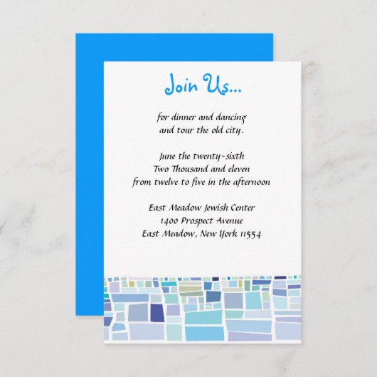 ウェイリングウォールイスラエルバーバルミツワーパーティーカード 招待状 (正面/裏面)