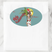 ウェインピンナップクリスマスプレゼントラベルシール 楕円形シール (バッグ)