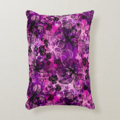 ウェインレースハワイアンオーキッドコラージュ アクセントクッション (正面(垂直))