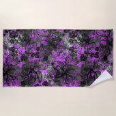 ウェインレースハワイアンオーキッドフローラインパープル ビーチタオル (正面)
