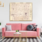 ウェイン郡の地図 キャンバスプリント (インサイチュ (リビング))