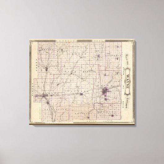 ウェイン郡の地図 キャンバスプリント (正面)