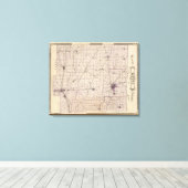 ウェイン郡の地図 キャンバスプリント (インサイチュ (ウッドフロア))