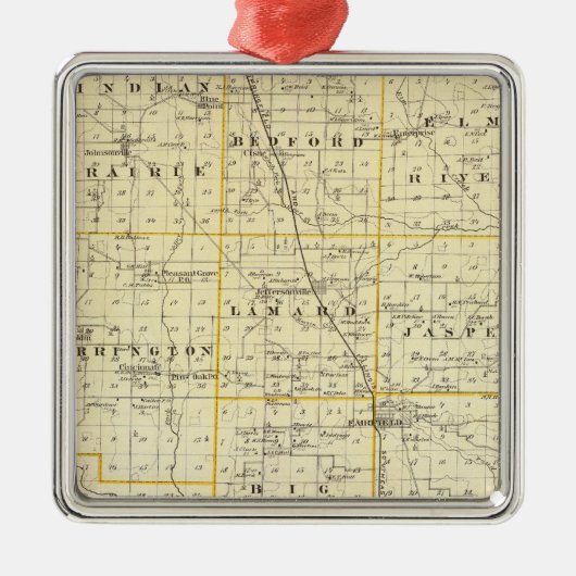 ウェイン郡の地図 メタルオーナメント (正面)