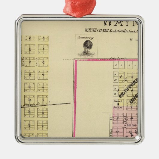 ウェイン、ネブラスカ メタルオーナメント (正面)