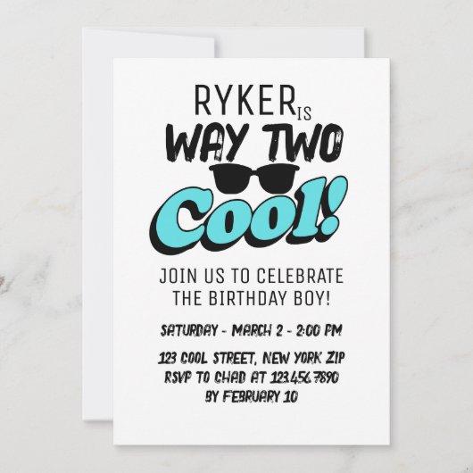 ウェイ2クールレトロサングラスボーイ2nd誕生日 招待状 (正面)