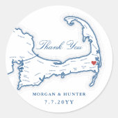 ウェクエーセットケープコッド地図ありがとう結婚式の引き出物 ラウンドシール (正面)