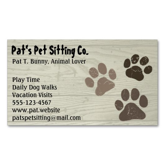 ウェザーウッドの愛犬や猫の爪フェイクがプリント マグネット名刺 (正面)