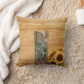 ウェザードウェスタンカントリーのヒマワリのカウボーイブーツ クッション (ブランケット)