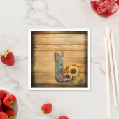 ウェザードウェスタンカントリーのヒマワリのカウボーイブーツ スタンダードカクテルナプキン (インサイチュ)