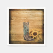 ウェザードウェスタンカントリーのヒマワリのカウボーイブーツ スタンダードカクテルナプキン (正面)