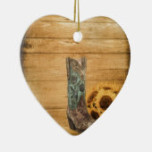 ウェザードウェスタンカントリーのヒマワリのカウボーイブーツ セラミックオーナメント (右)